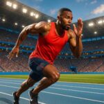 Atlet bertanding di stadion besar dalam industri sports modern